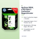 HP ENVY 5604, Nº62 PACK 2 CARTUCHOS NEGRO/TRICOLOR - características principales
