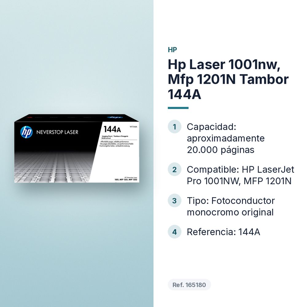 HP LASER 1001NW, MFP 1201N TAMBOR 144A - características principales
