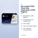 HP LASERJET 1300 TONER ALTA CAPACIDAD, 4.000 PAGINAS - características principales