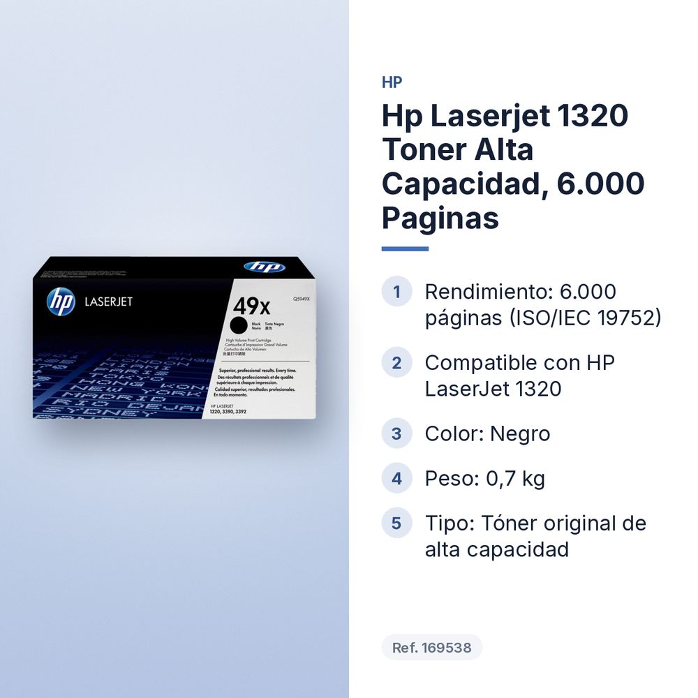 HP LASERJET 1320 TONER ALTA CAPACIDAD, 6.000 PAGINAS - características principales