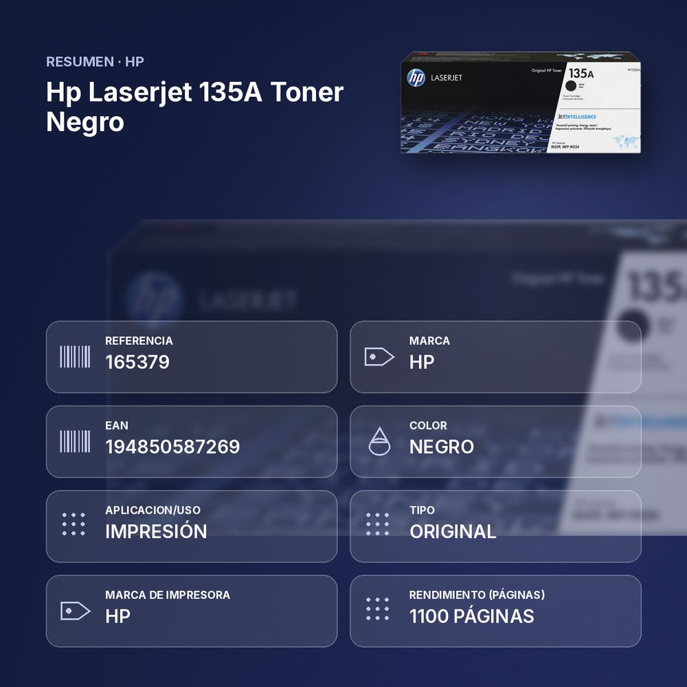 HP LASERJET 135A TONER NEGRO - resumen de atributos