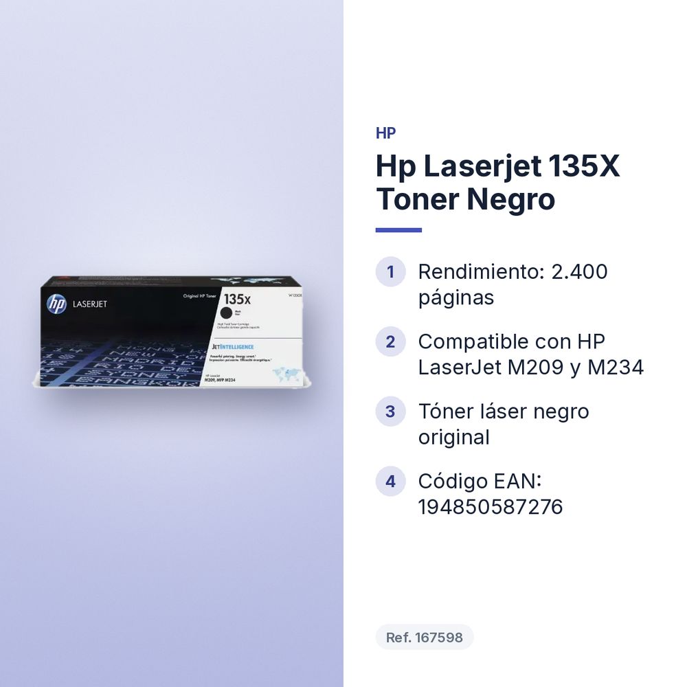 HP LASERJET 135X TONER NEGRO - características principales