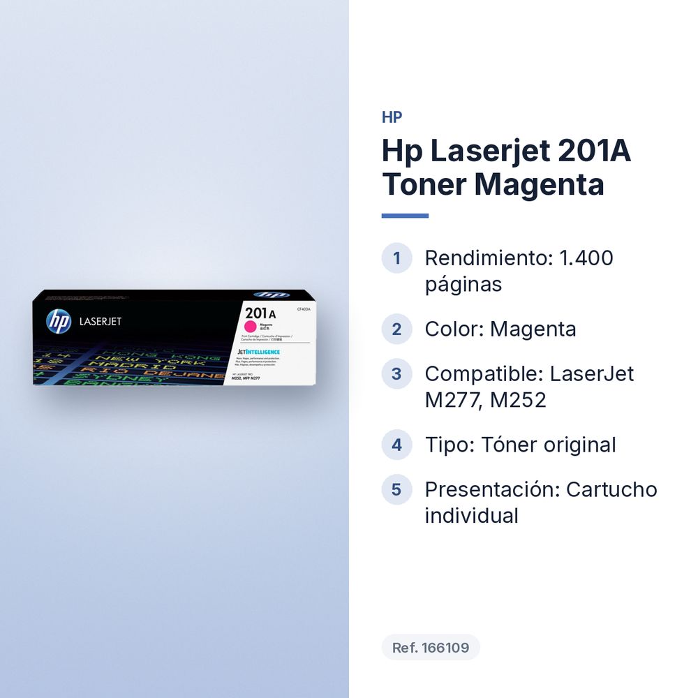 HP LASERJET 201A TONER MAGENTA - características principales