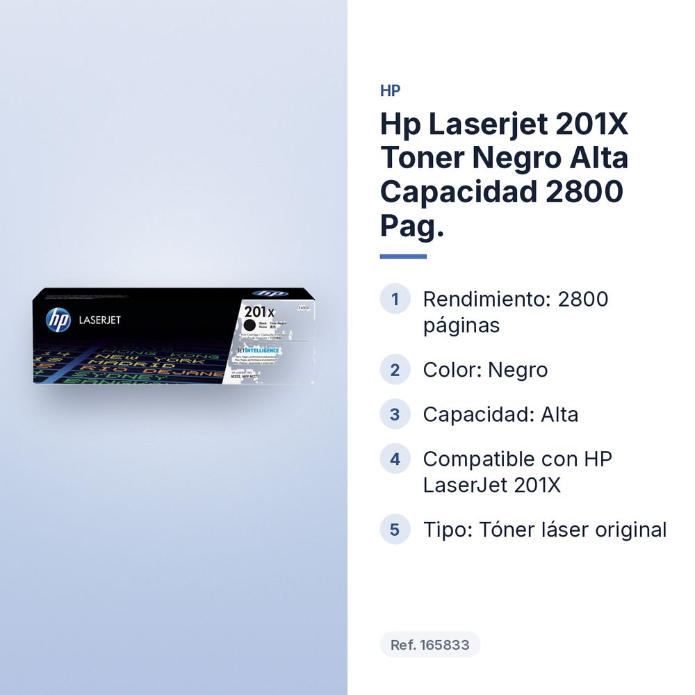 HP LASERJET 201X TONER NEGRO ALTA CAPACIDAD 2800 PAG. - características principales