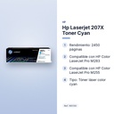 HP LASERJET 207X TONER CYAN - características principales
