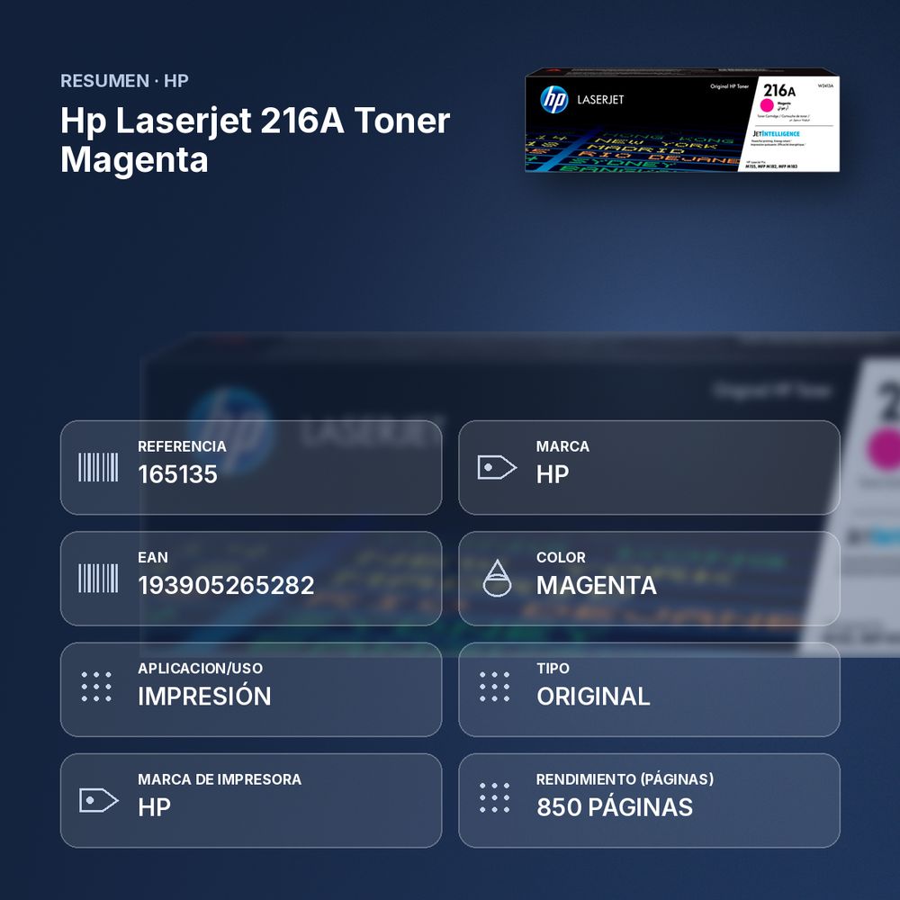 HP LASERJET 216A TONER MAGENTA - resumen de atributos