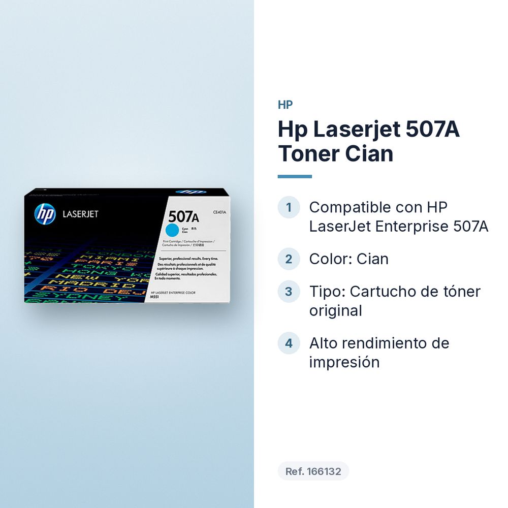 HP LASERJET 507A TONER CIAN - características principales