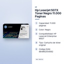 HP LASERJET 507X TONER NEGRO 11.000 PAGINAS - características principales