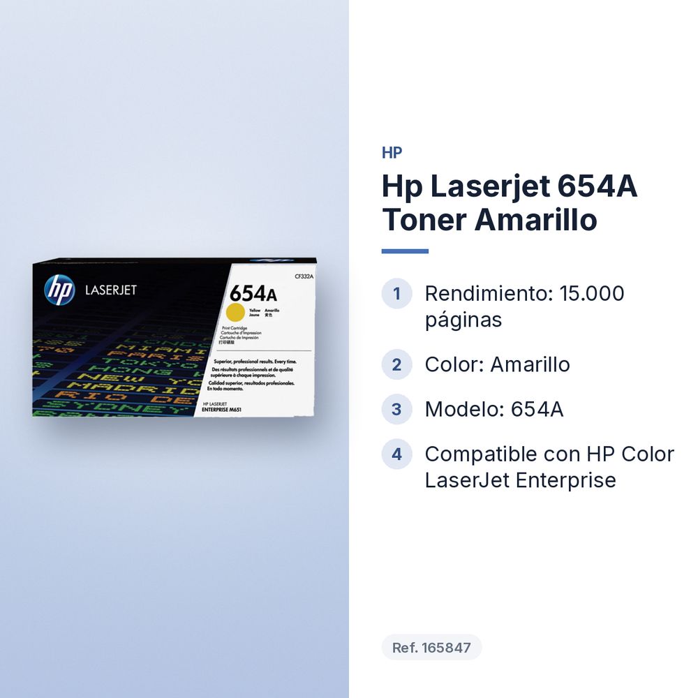 HP LASERJET 654A TONER AMARILLO - características principales
