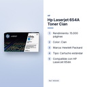 HP LASERJET 654A TONER CIAN - características principales