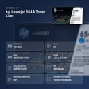 HP LASERJET 654A TONER CIAN - resumen de atributos