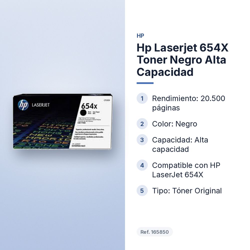 HP LASERJET 654X TONER NEGRO ALTA CAPACIDAD - características principales
