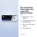 HP LASERJET 83X  TONER NEGRO ALTA CAPACIDAD M201N/M225DN - características principales