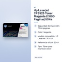 HP LASERJET CP3525 TONER MAGENTA (7.000 PAGINAS)504A - características principales