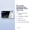 HP LASERJET ENTERPRISE FLOW MFP M680F 653A TONER CIAN - características principales