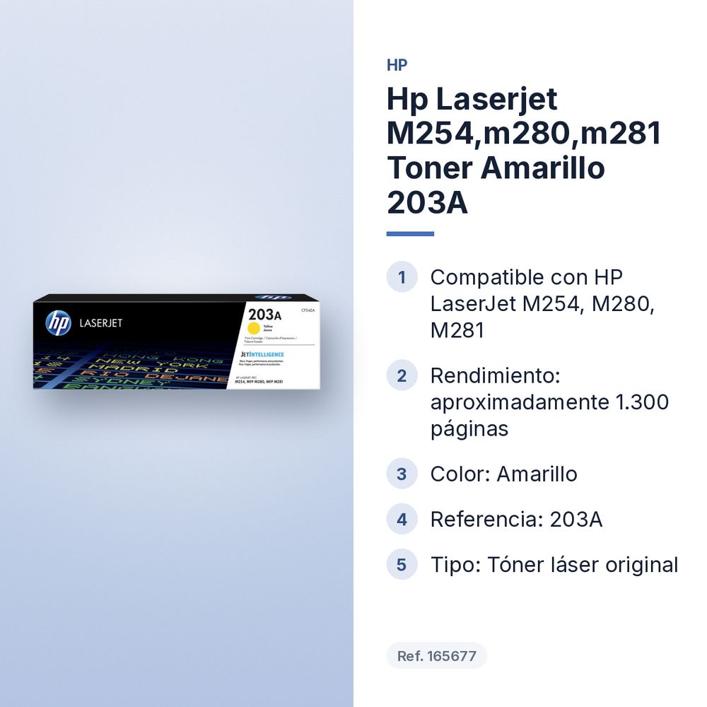 HP LASERJET M254,M280,M281 TONER AMARILLO 203A - características principales