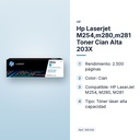 HP LASERJET M254,M280,M281 TONER CIAN ALTA 203X - características principales