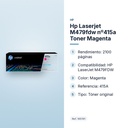 HP LASERJET M479FDW Nº415A TONER MAGENTA - características principales