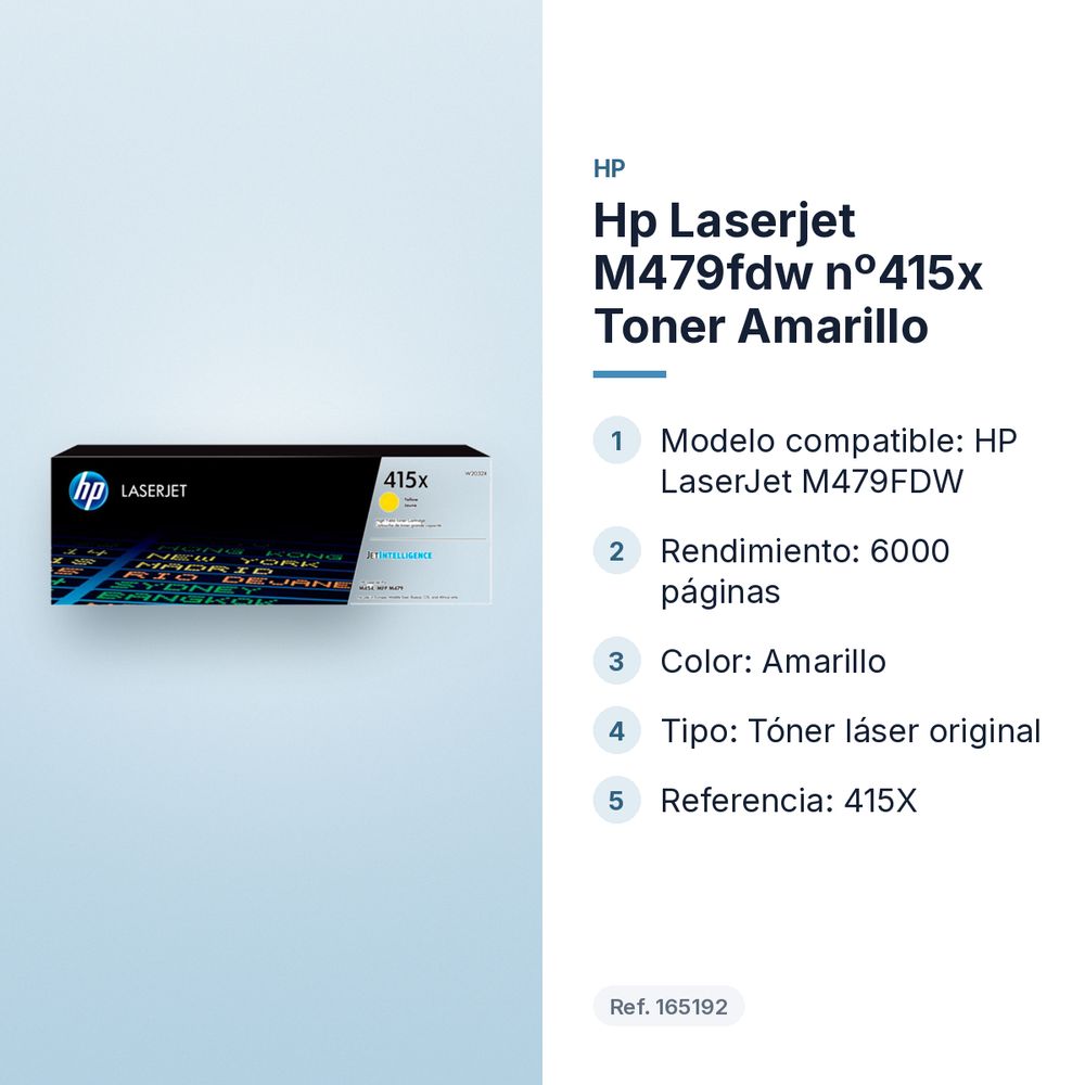 HP LASERJET M479FDW Nº415X TONER AMARILLO - características principales