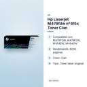 HP LASERJET M479FDW Nº415X TONER CIAN - características principales