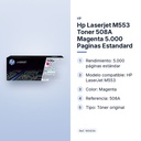 HP LASERJET M553 TONER 508A MAGENTA 5.000 PAGINAS ESTANDARD - características principales