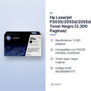 HP LASERJET P2035/2055D/2055DN TONER NEGRO (2.300 PAGINAS) - características principales