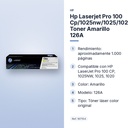 HP LASERJET PRO 100 CP/1025NW/1025/1020 TONER AMARILLO 126A - características principales