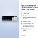 HP LASERJET PRO 100 CP/1025NW/1025/1020 TONER CIAN 126A - características principales