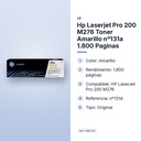 HP LASERJET PRO 200 M276 TONER AMARILLO Nº131A 1.800 PAGINAS - características principales