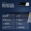 HP LASERJET PRO 200 M276 TONER AMARILLO Nº131A 1.800 PAGINAS - resumen de atributos