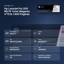 HP LASERJET PRO 200 M276 TONER MAGENTA Nº131A 1.800 PAGINAS - resumen de atributos