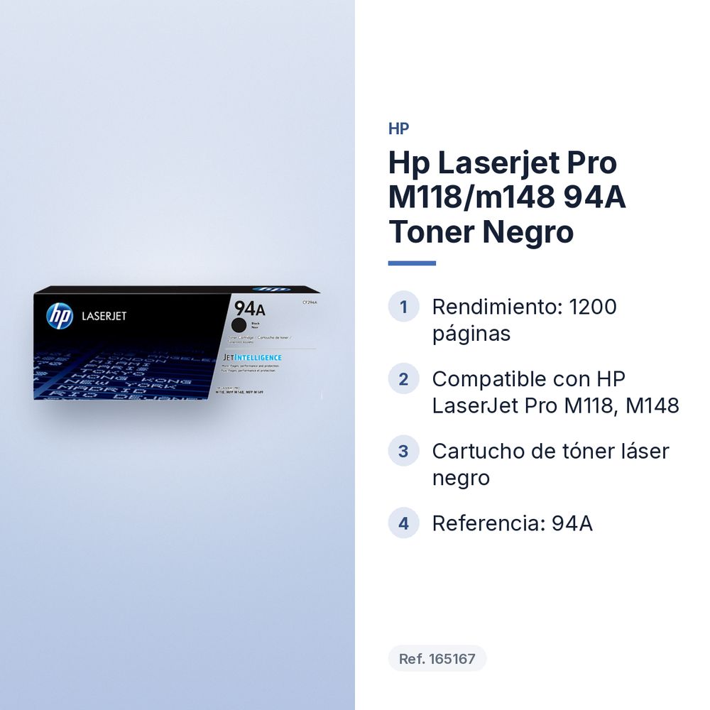 HP LASERJET PRO M118/M148 94A TONER NEGRO - características principales