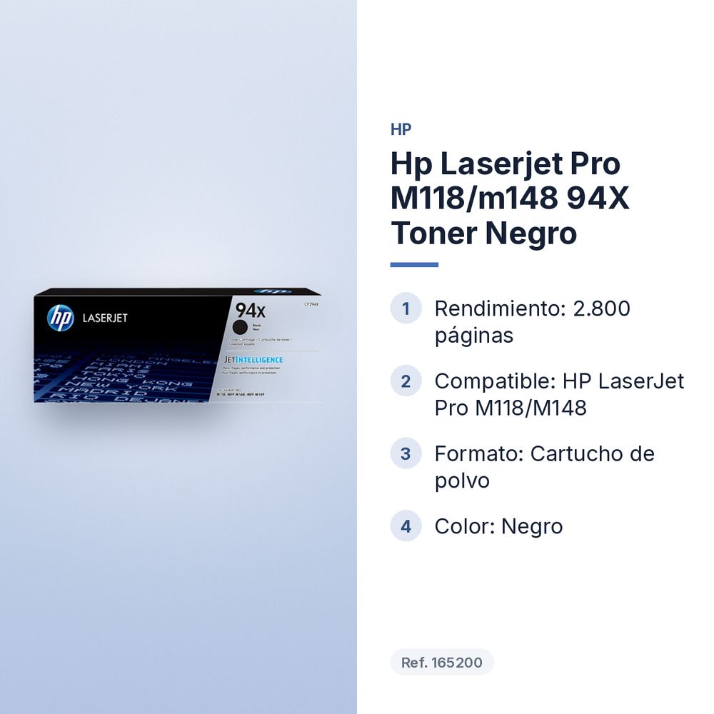 HP LASERJET PRO M118/M148 94X TONER NEGRO - características principales