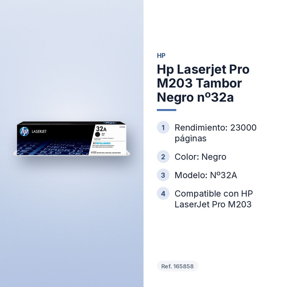 HP LASERJET PRO M203 TAMBOR NEGRO Nº32A - características principales