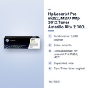 HP LASERJET PRO M252, M277 MFP 201X TONER AMARILLO ALTA 2.300 PAG - características principales