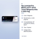 HP LASERJET PRO M252,M277 201X TONER MAGENTA ALTA 2.300 PAG - características principales