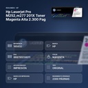 HP LASERJET PRO M252,M277 201X TONER MAGENTA ALTA 2.300 PAG - resumen de atributos