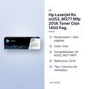 HP LASERJET RO M252, M277 MFP 201A TONER CIAN 1400 PAG. - características principales
