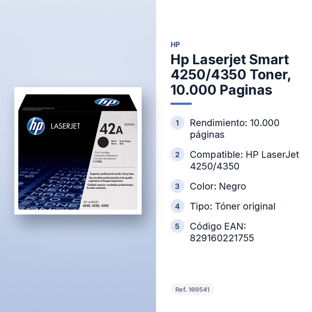 HP LASERJET SMART 4250/4350 TONER, 10.000 PAGINAS - características principales