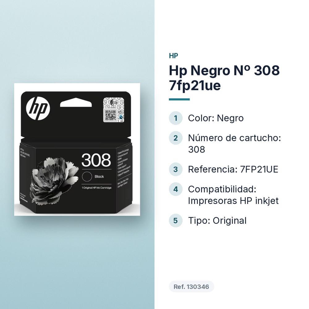 HP NEGRO Nº 308 7FP21UE - características principales