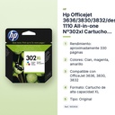 HP OFFICEJET 3636/3830/3832/DESKJET 1110 ALL-IN-ONE Nº302XL CARTUCHO TRICOLOR - características principales