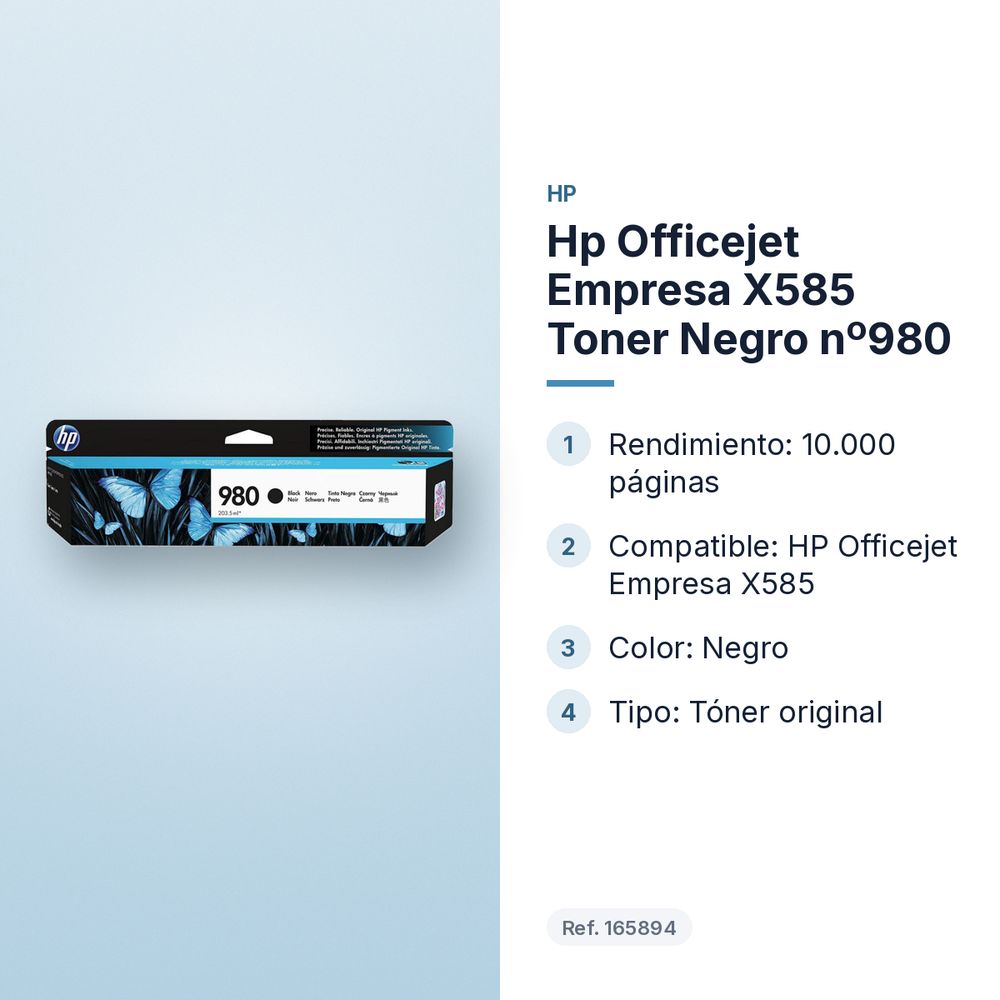 HP OFFICEJET EMPRESA X585 TONER NEGRO Nº980 - características principales