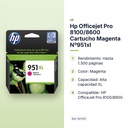 HP OFFICEJET PRO 8100/8600 CARTUCHO MAGENTA Nº951XL - características principales