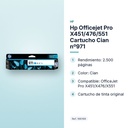 HP OFFICEJET PRO X451/476/551 CARTUCHO CIAN Nº971 - características principales