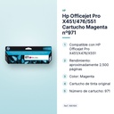 HP OFFICEJET PRO X451/476/551 CARTUCHO MAGENTA Nº971 - características principales