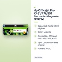 HP OFFICEJET PRO X451/476/551 CARTUCHO MAGENTA Nº971XL - características principales