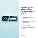 HP OFFICEJET PRO X451/476/551 CARTUCHO NEGRO Nº970 - características principales
