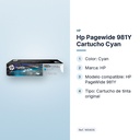 HP PAGEWIDE 981Y CARTUCHO CYAN - características principales