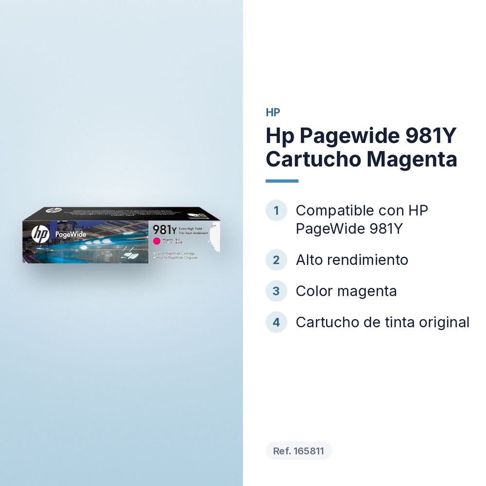 HP PAGEWIDE 981Y CARTUCHO MAGENTA - características principales