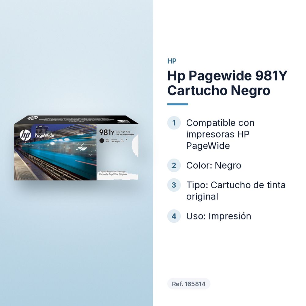 HP PAGEWIDE 981Y CARTUCHO NEGRO - características principales